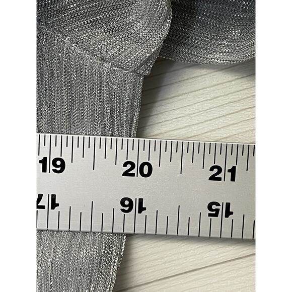 INC International Concepts Blouse Medium Womens Silver Ruffle Long Sleeve N Neck - Picture 7 of 8